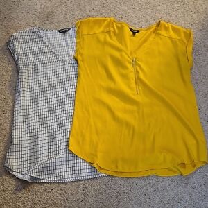 Express Lot Of 2 Dress Tops- Yellow and Black Grid Women's